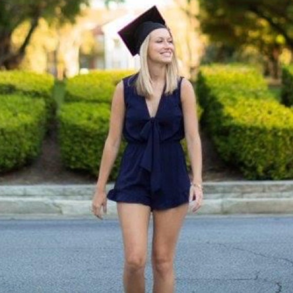 Navy romper with bow in the front - Picture 12 of 12